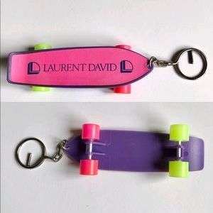 VINTAGE Skateboard Keychain LAURENT DAVID Pink Unisex 6 3/4”